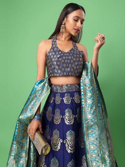 Classic Traditional Wear Navy Blue Lehenga Choli