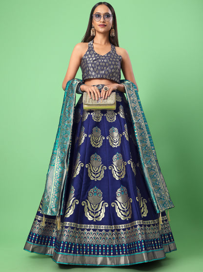 Classic Traditional Wear Navy Blue Lehenga Choli