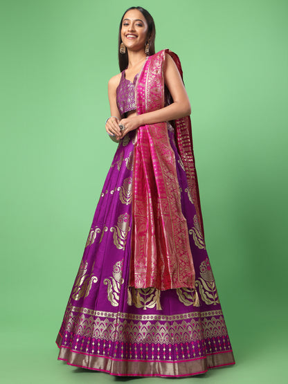 Classic Traditional Wear Wine Lehenga Choli