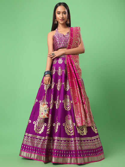 Classic Traditional Wear Wine Lehenga Choli