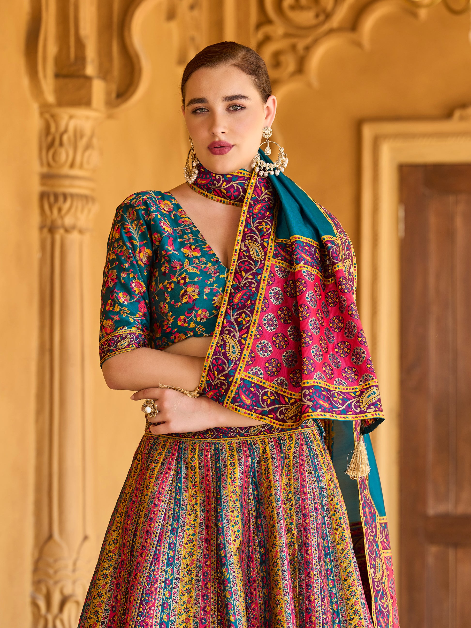 Women's Rama Jacquard Crape Lehengas