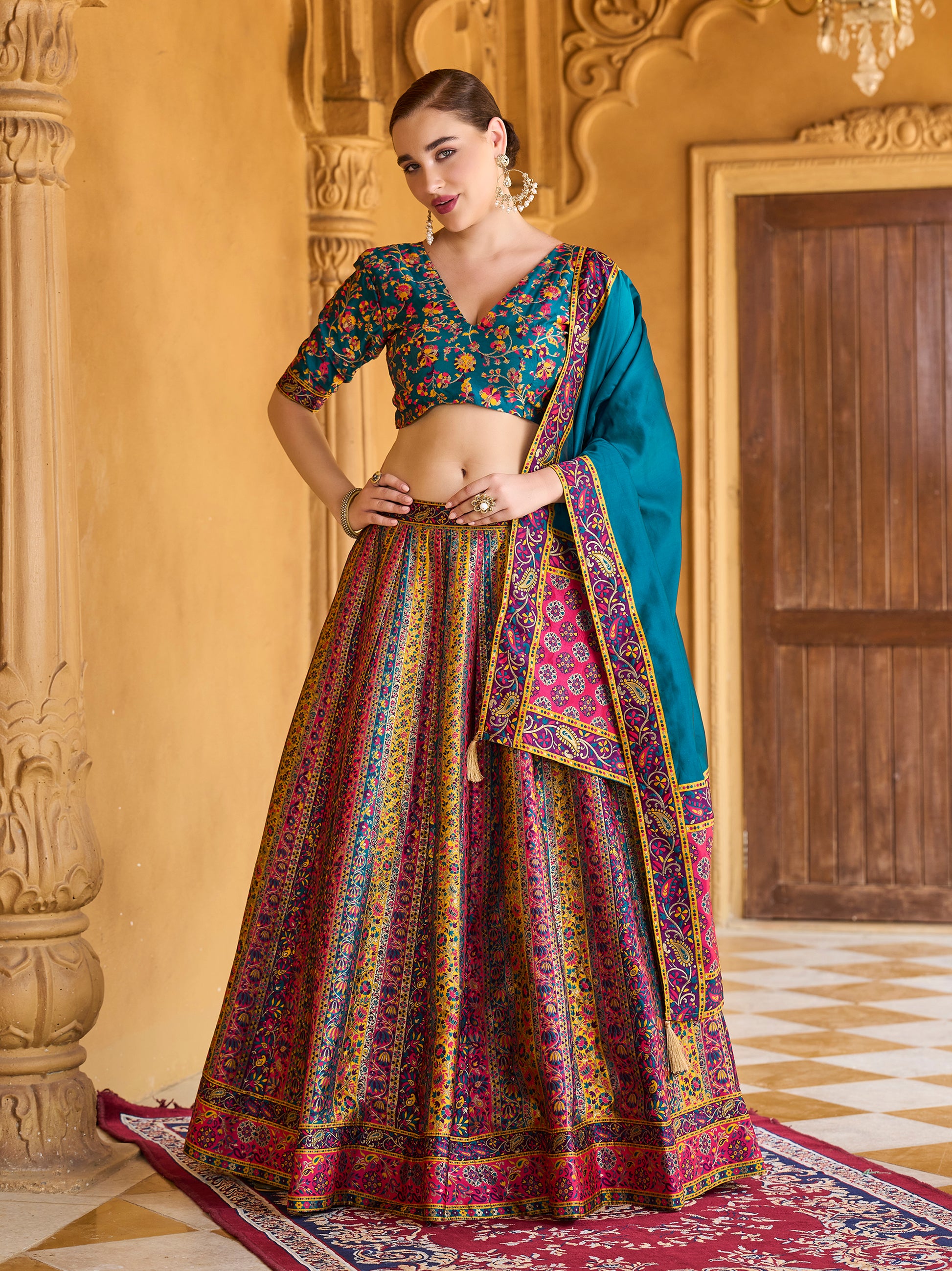 Women's Rama Jacquard Crape Lehengas