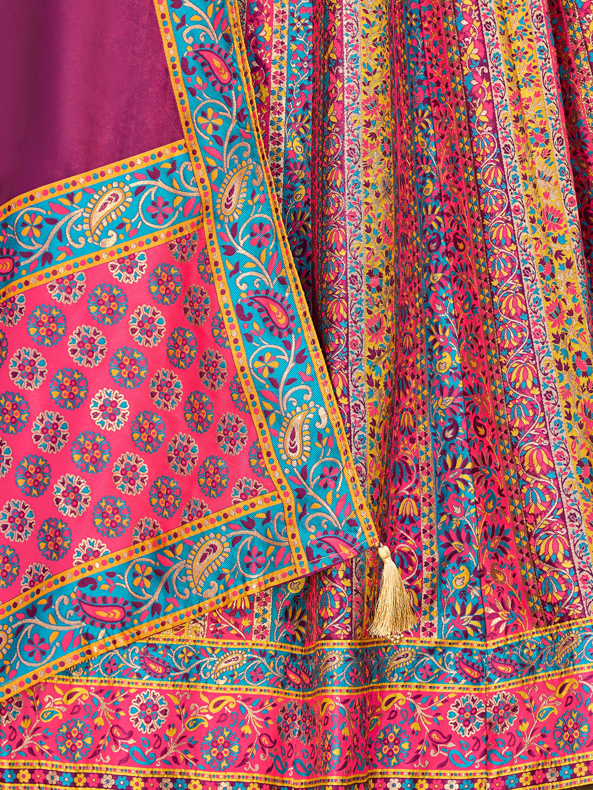 Women's Wine Jacquard Crape Lehengas