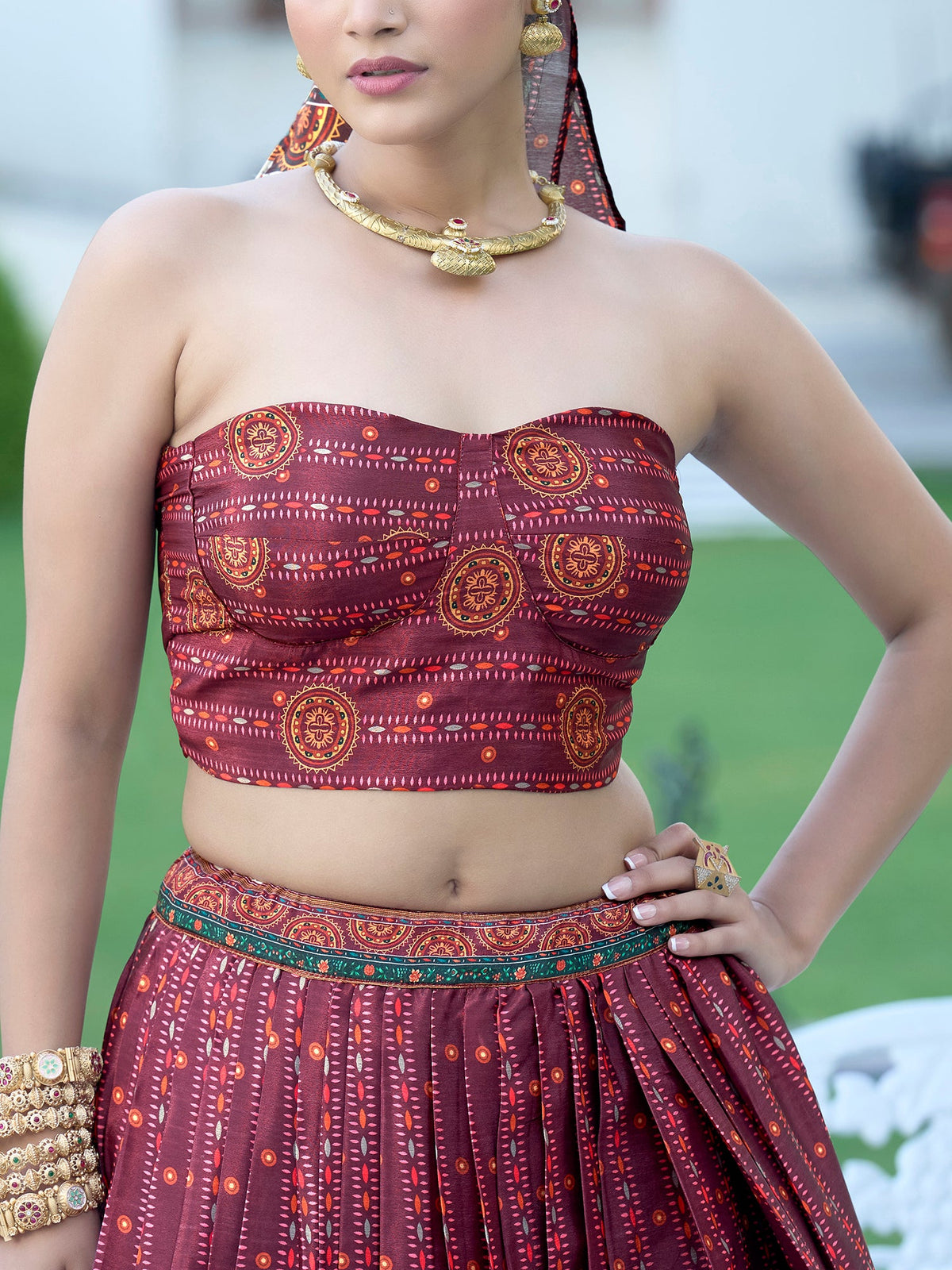 Hiya-Wine Wine Lehenga Choli