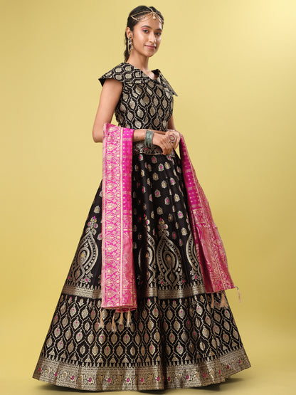 Embellished With Small Design Black Lehenga Choli