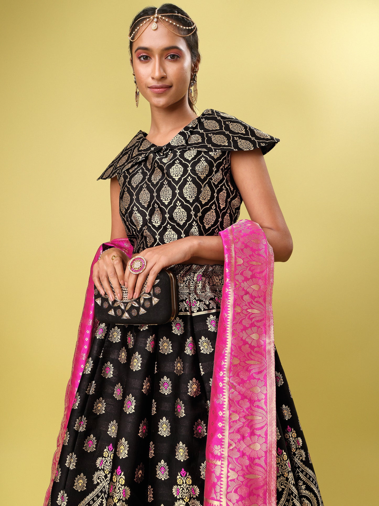 Embellished With Small Design Black Lehenga Choli