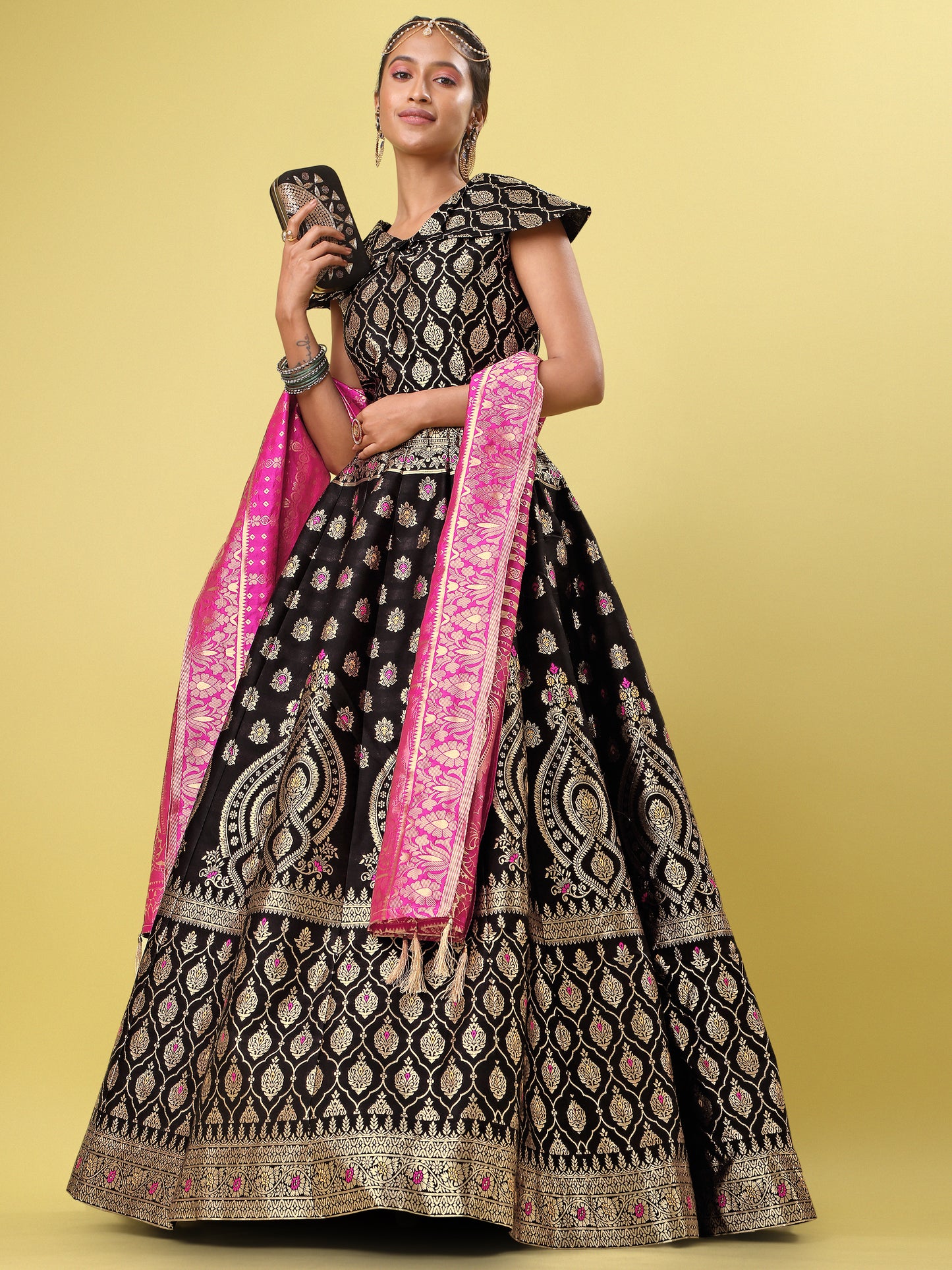 Embellished With Small Design Black Lehenga Choli