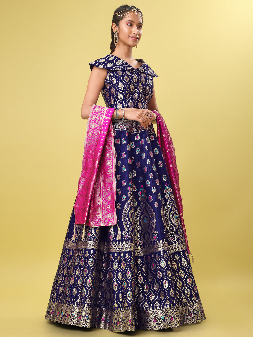 Embellished With Small Design Navy Blue Lehenga Choli