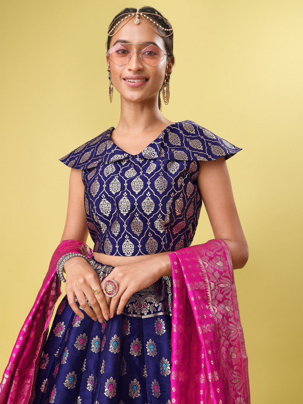 Embellished With Small Design Navy Blue Lehenga Choli
