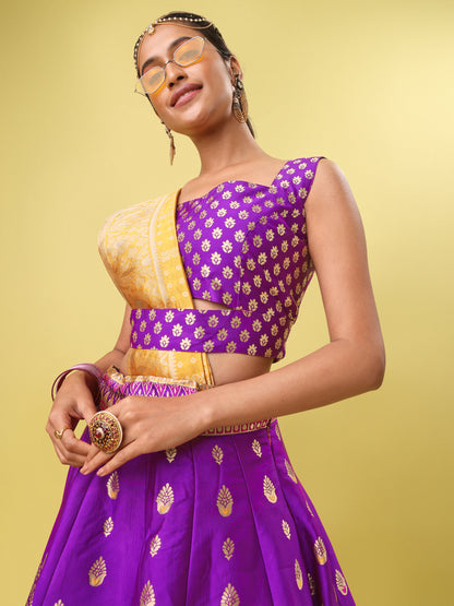 Elegant Jacquard Wine Lehenga Choli