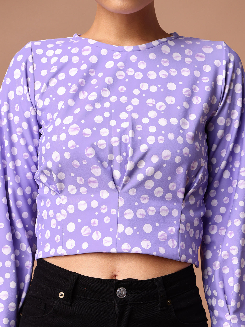 Lavender Boat Neck Crop Top For Women