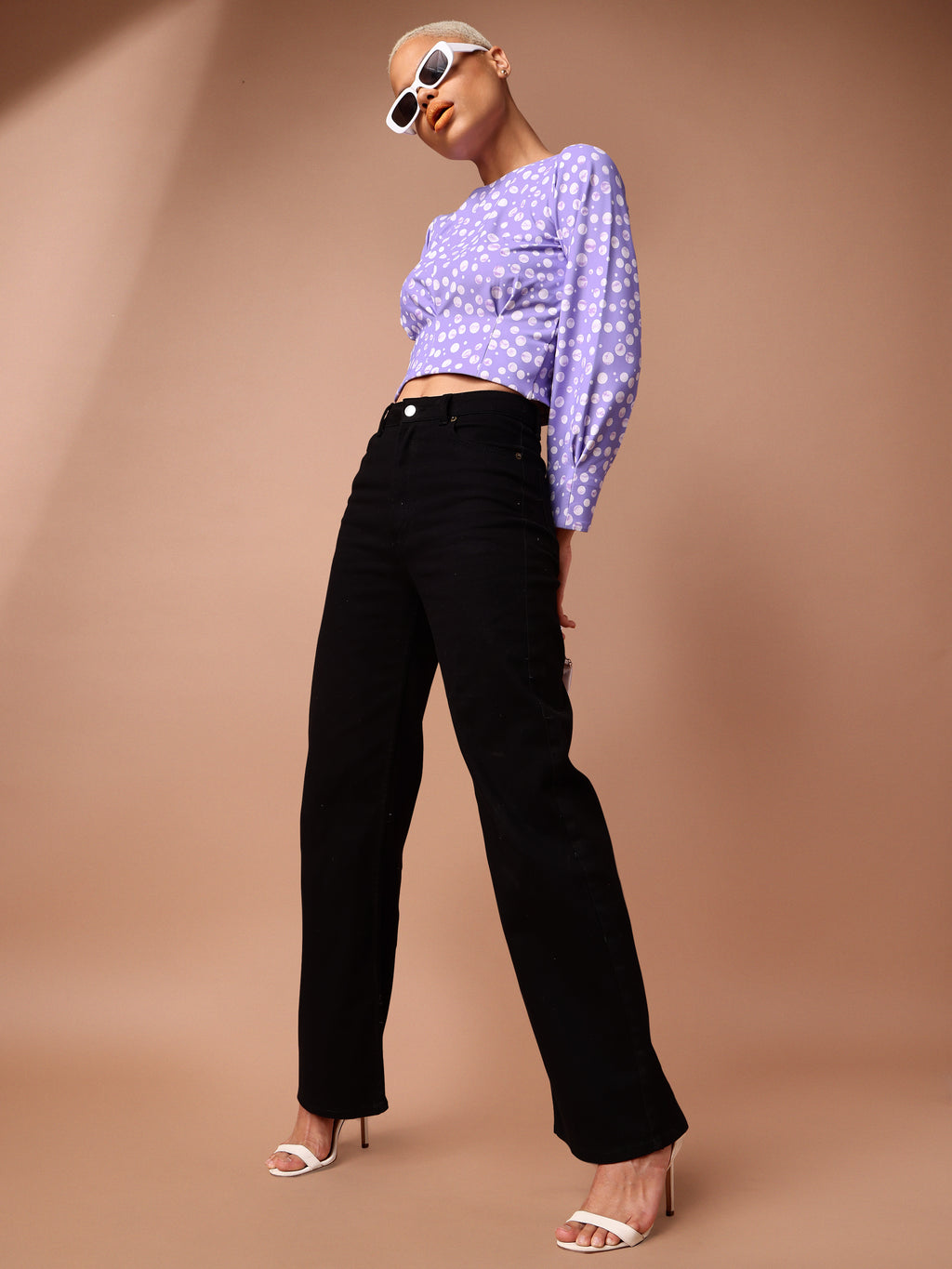 Lavender Boat Neck Crop Top For Women