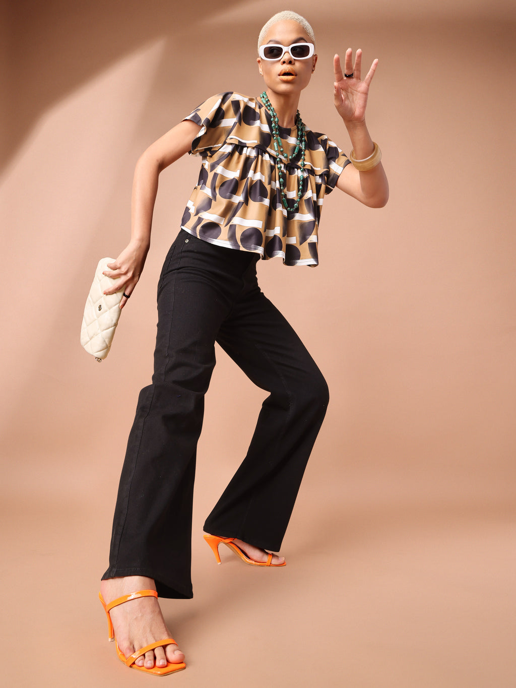 Brown Ruched Top For Women