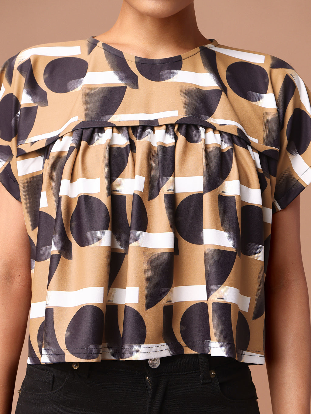 Brown Ruched Top For Women