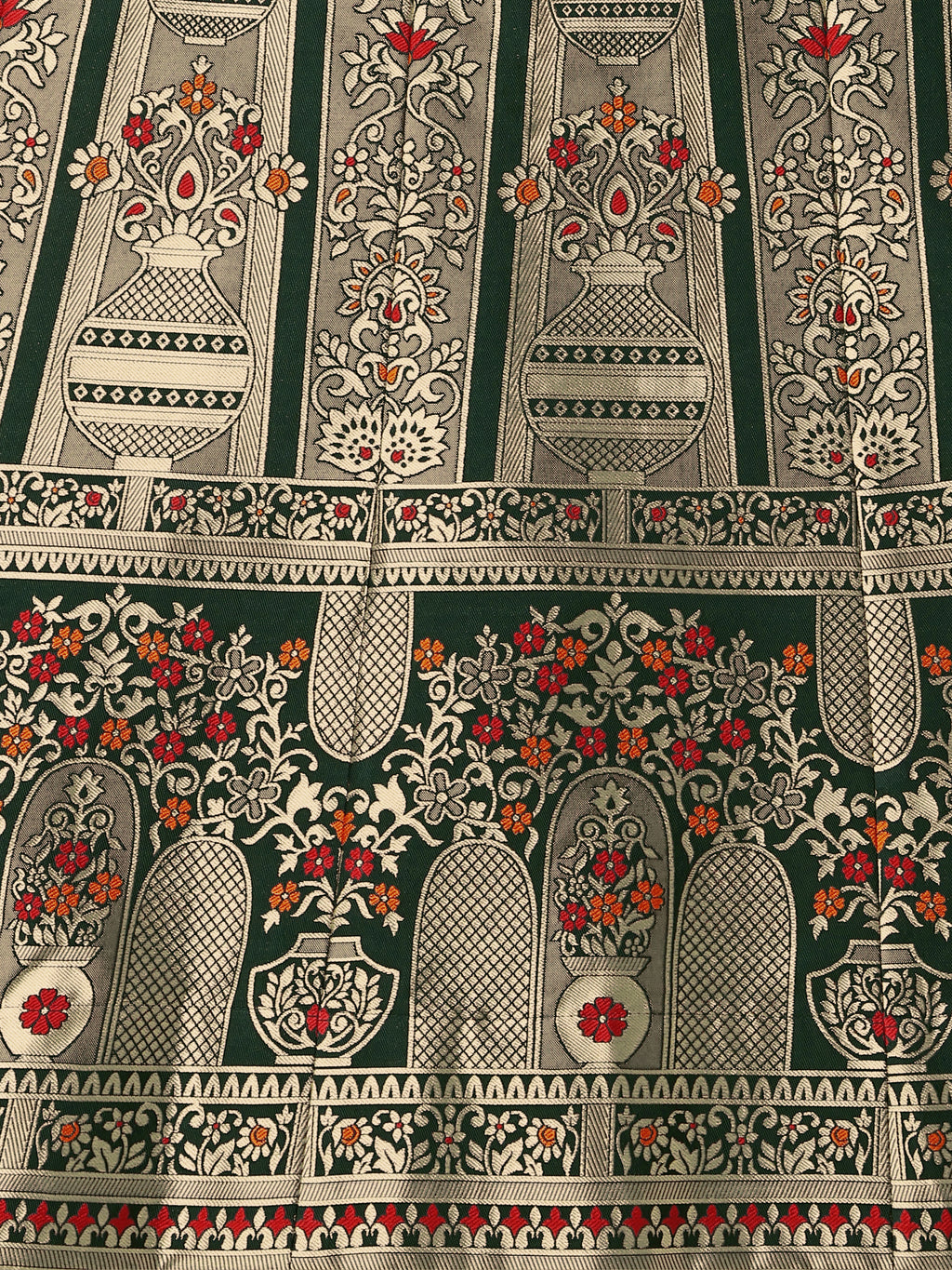 Decorated With Beautiful Flower Motif Dark Green Lehenga Choli