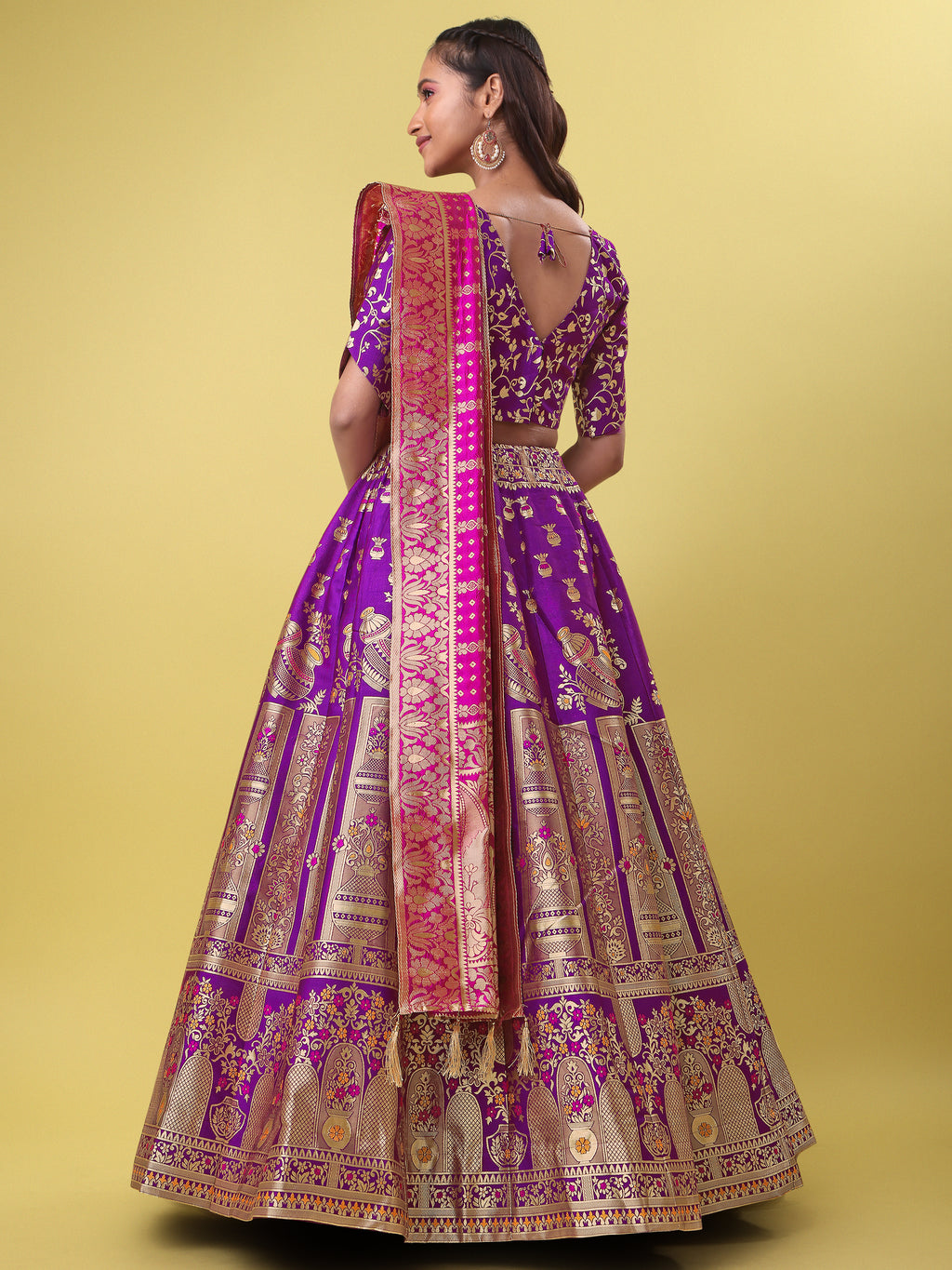 Decorated With Beautiful Flower Motif Wine Lehenga Choli