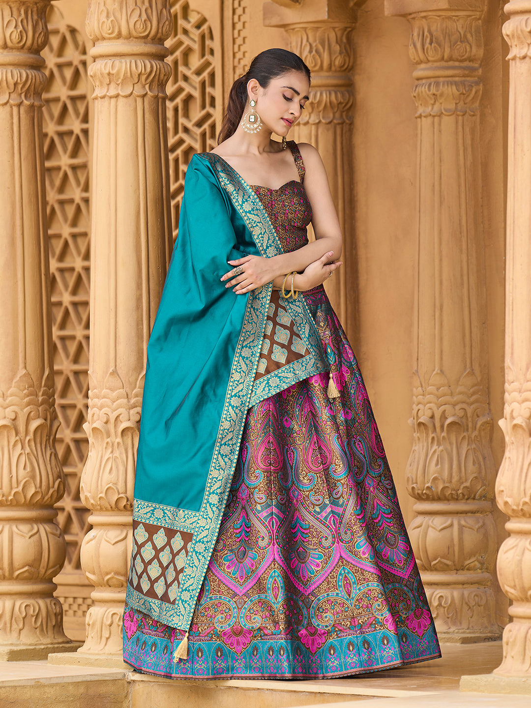 Lazya-Brown Brown Lehenga Choli