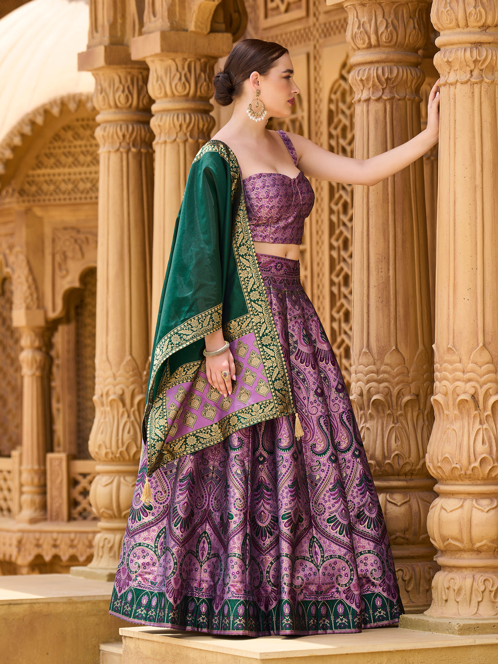 Women's Purple Kanjiwaram Lehengas