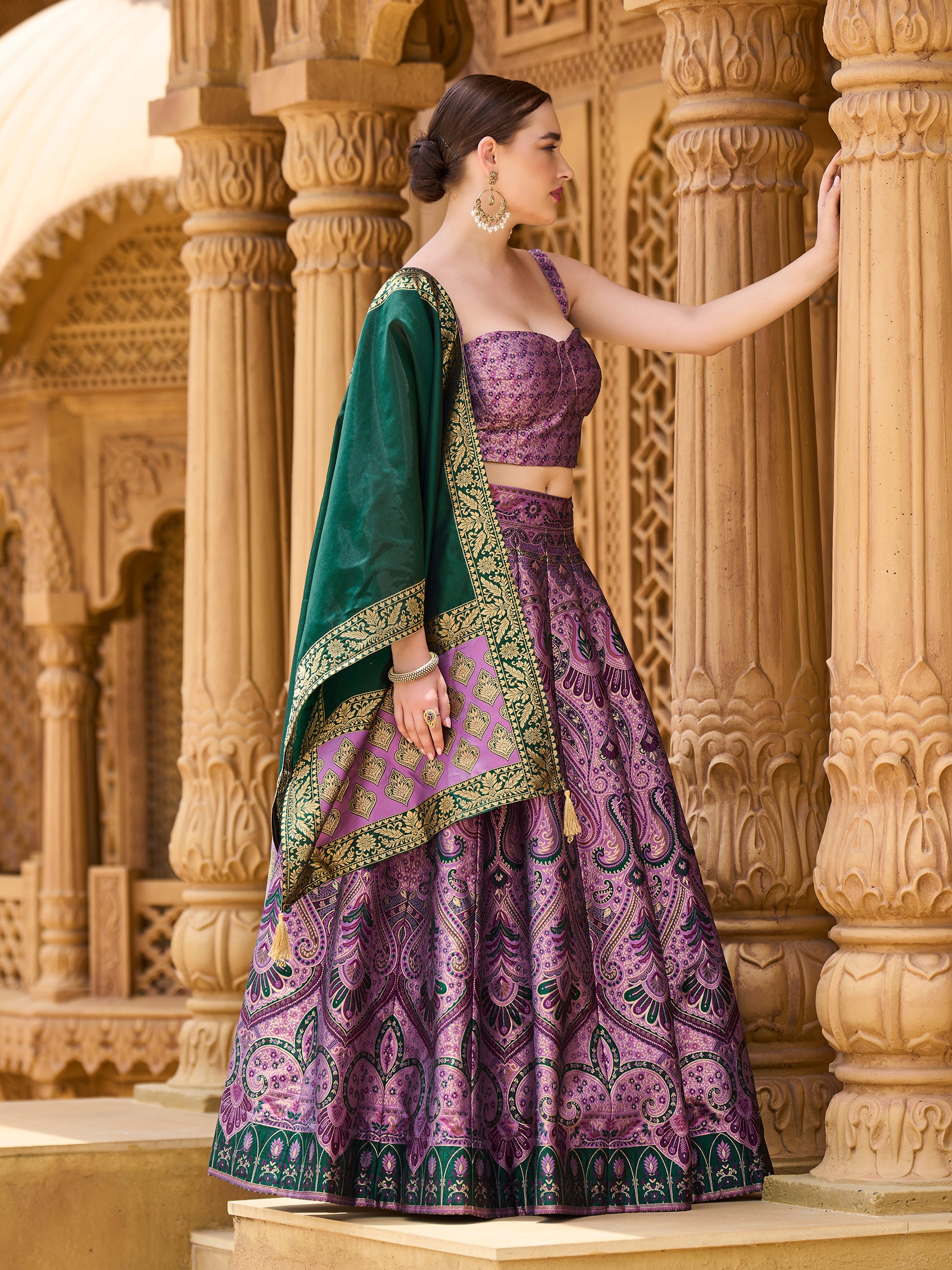 Women's Purple Kanjiwaram Lehengas