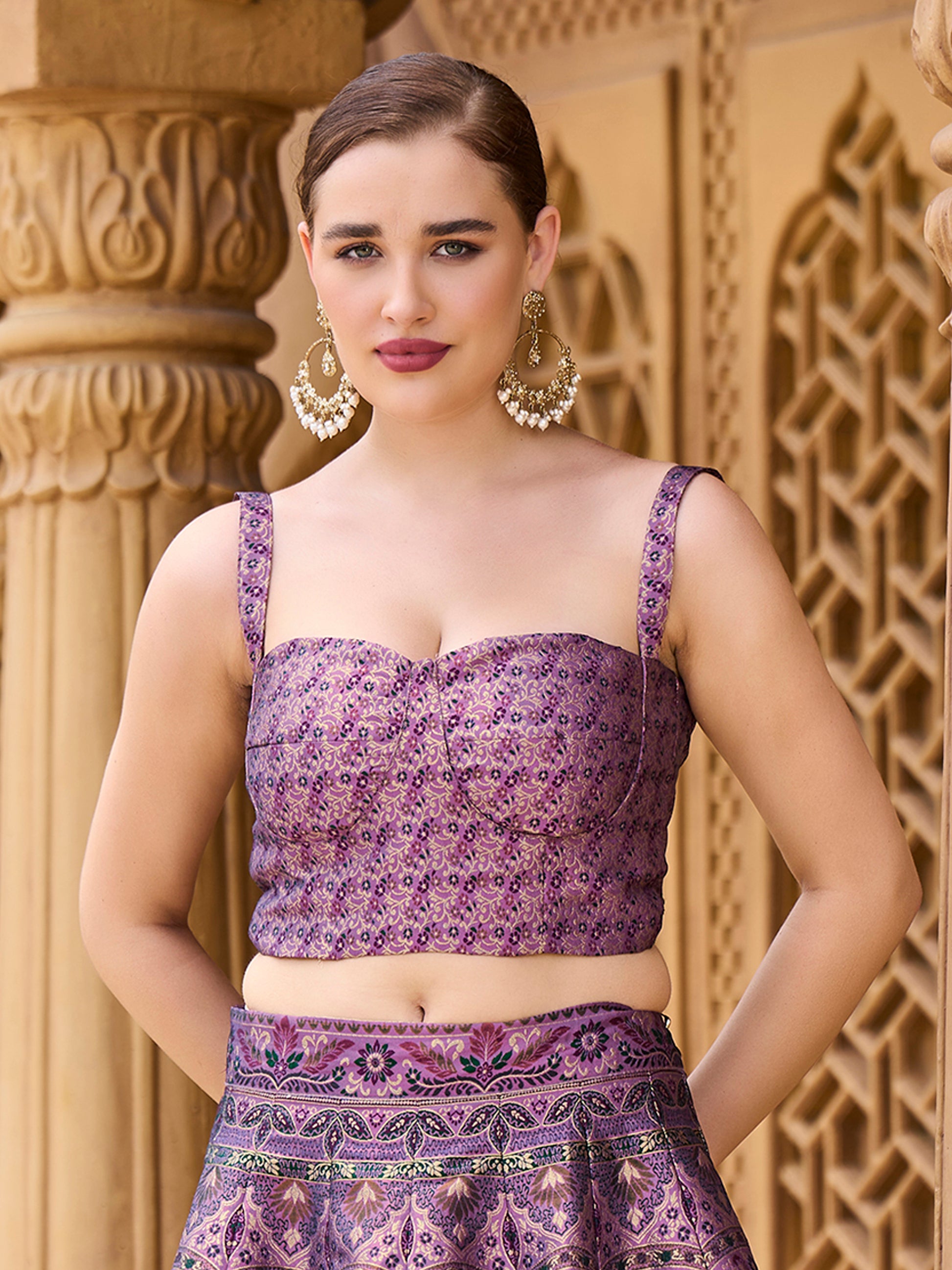 Women's Purple Kanjiwaram Lehengas