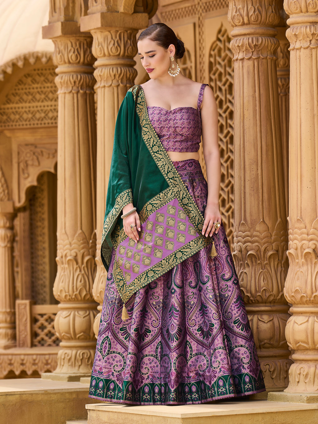 Women's Purple Kanjiwaram Lehengas