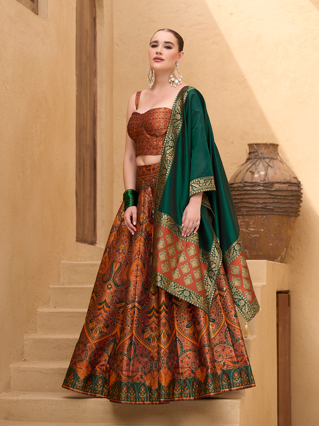 Lazya-Rust Rust Lehenga Choli