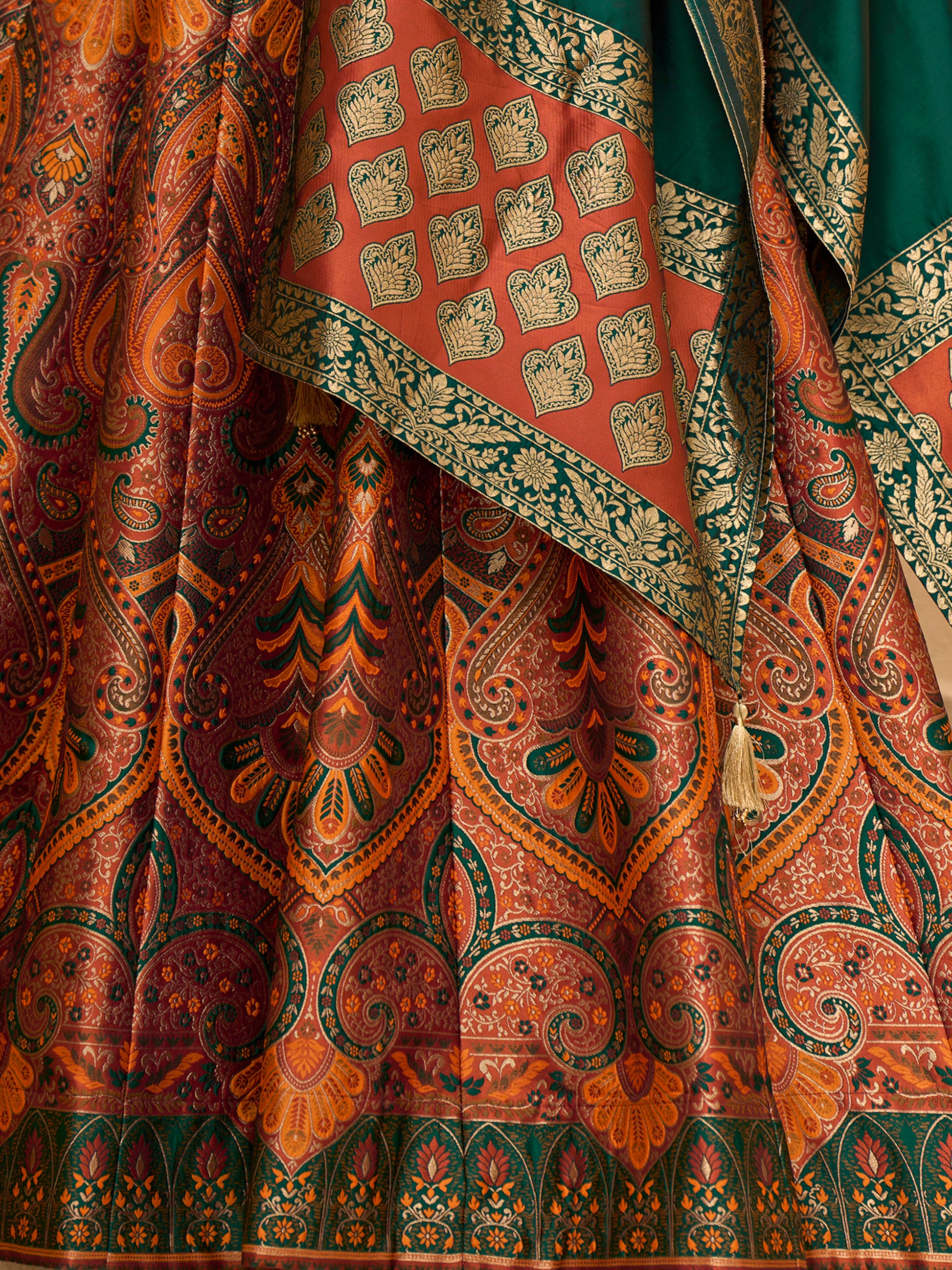 Women's Rust Kanjiwaram Lehengas