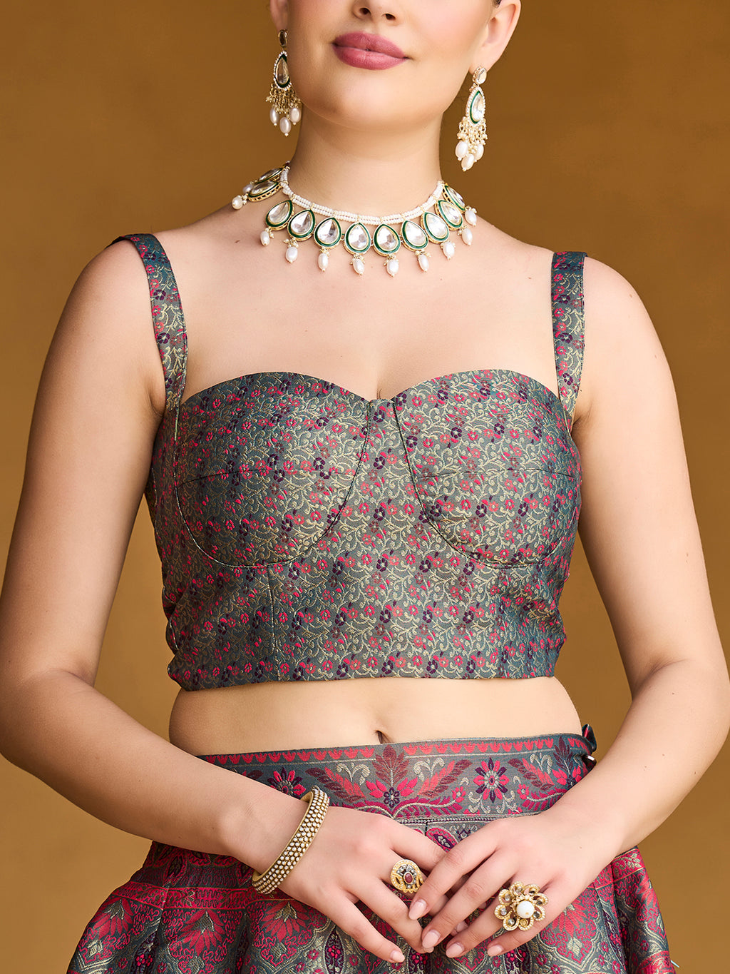 Women's Sea-Green Kanjiwaram Lehengas