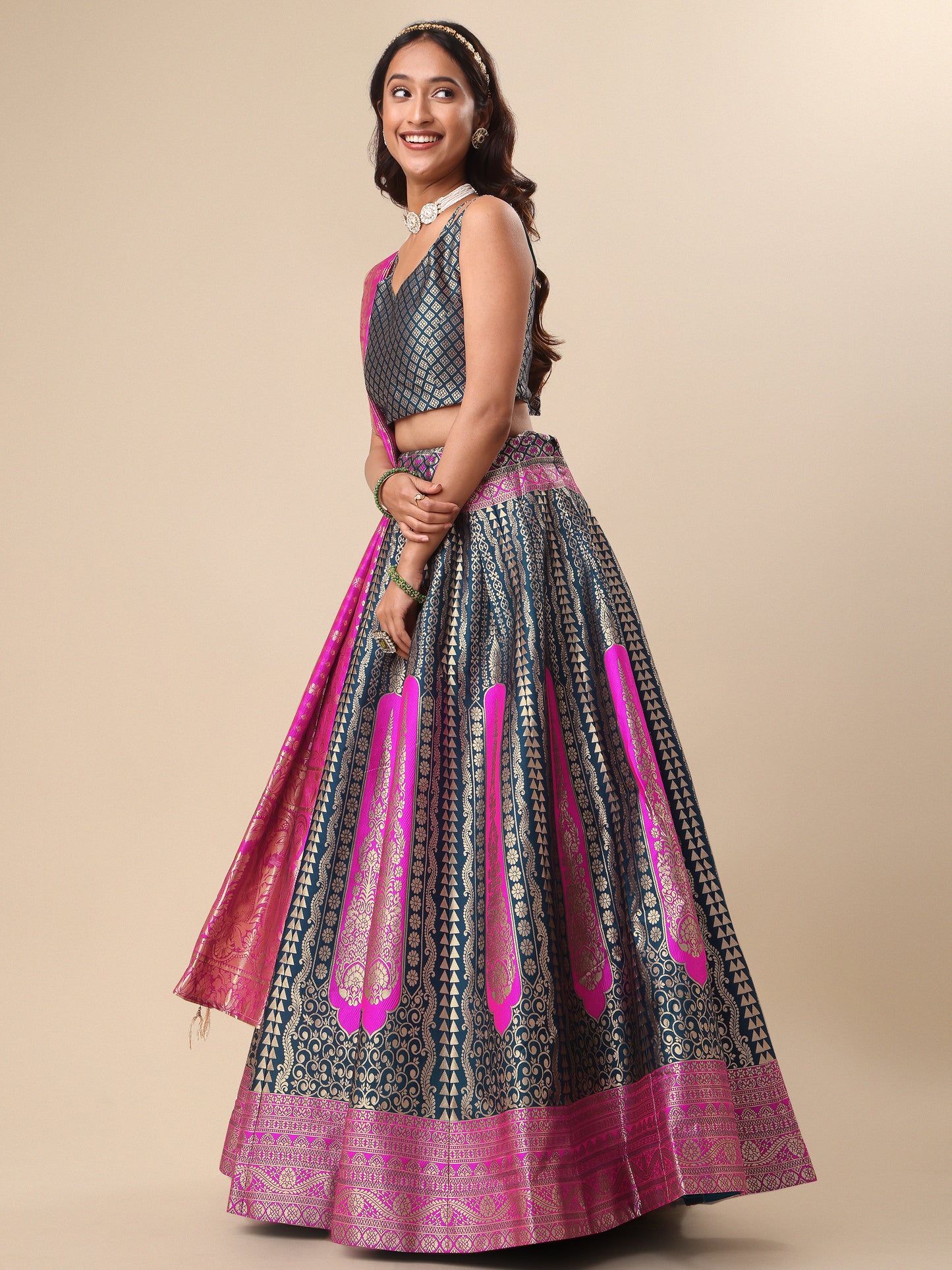 Women Embellished Flared Ram Lehenga Choli