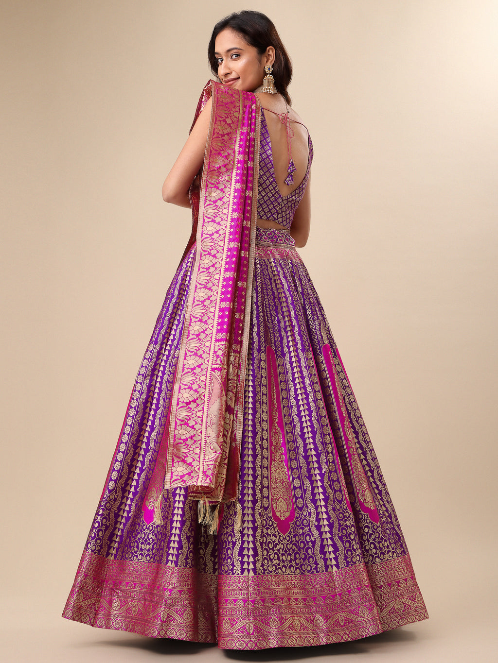 Women Embellished Flared Wine Lehenga Choli