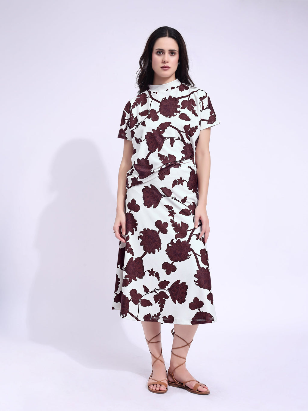 Printed Lycra Blend Straight Co-ords