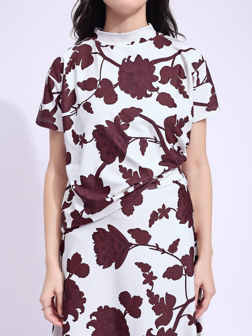 Printed Lycra Blend Straight Co-ords