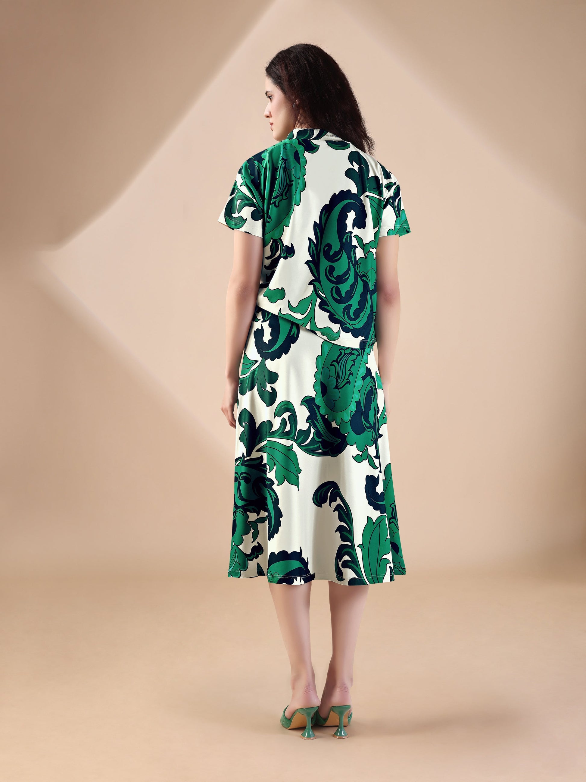 Women's Printed Regular Green Co-Ords