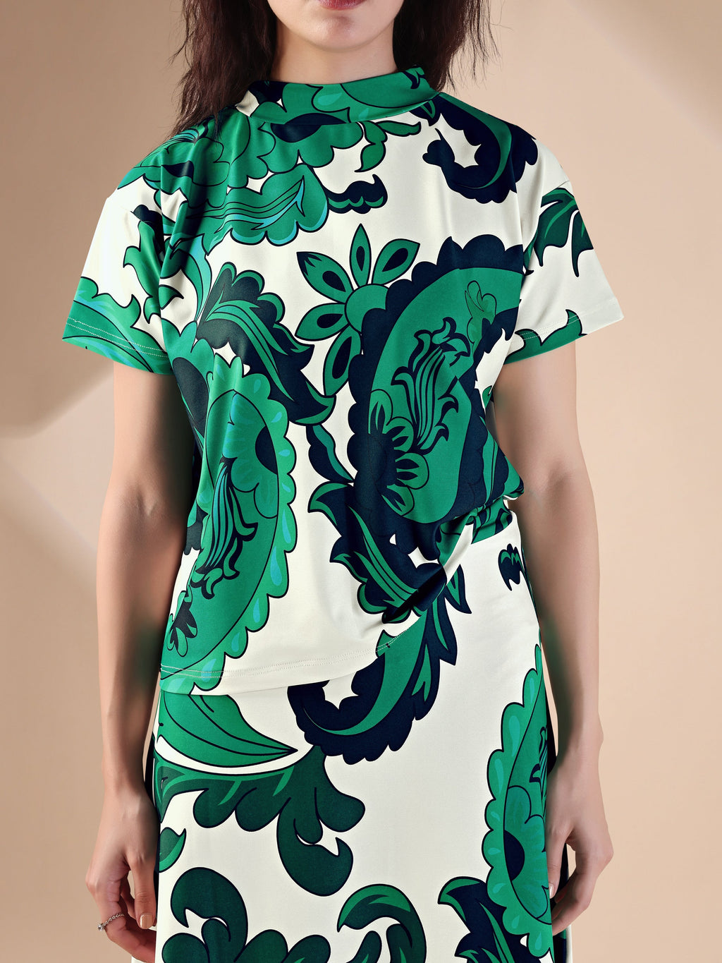 Women's Printed Regular Green Co-Ords