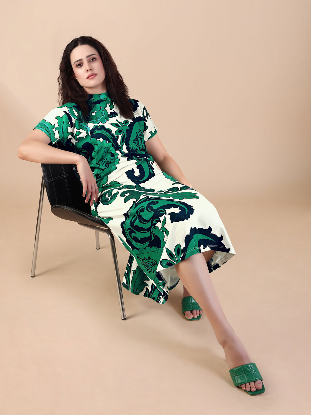 Women's Printed Regular Green Co-Ords