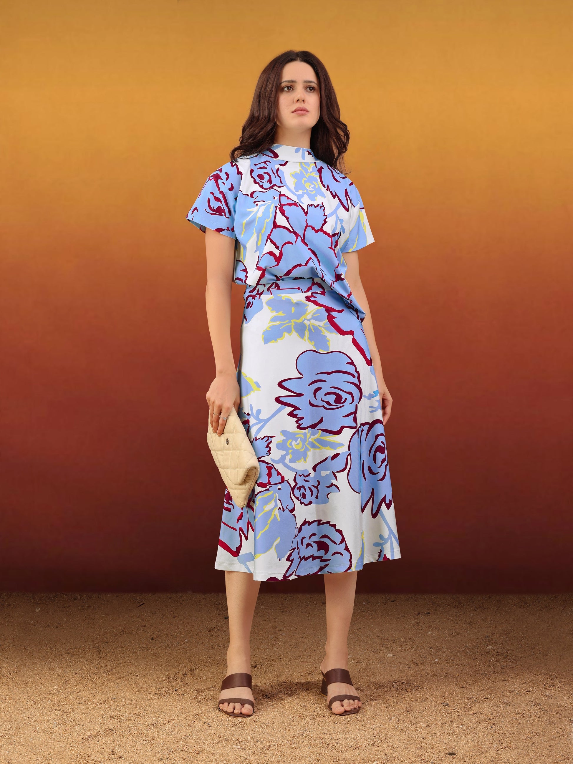 Women's Printed Regular Blue Co-Ords