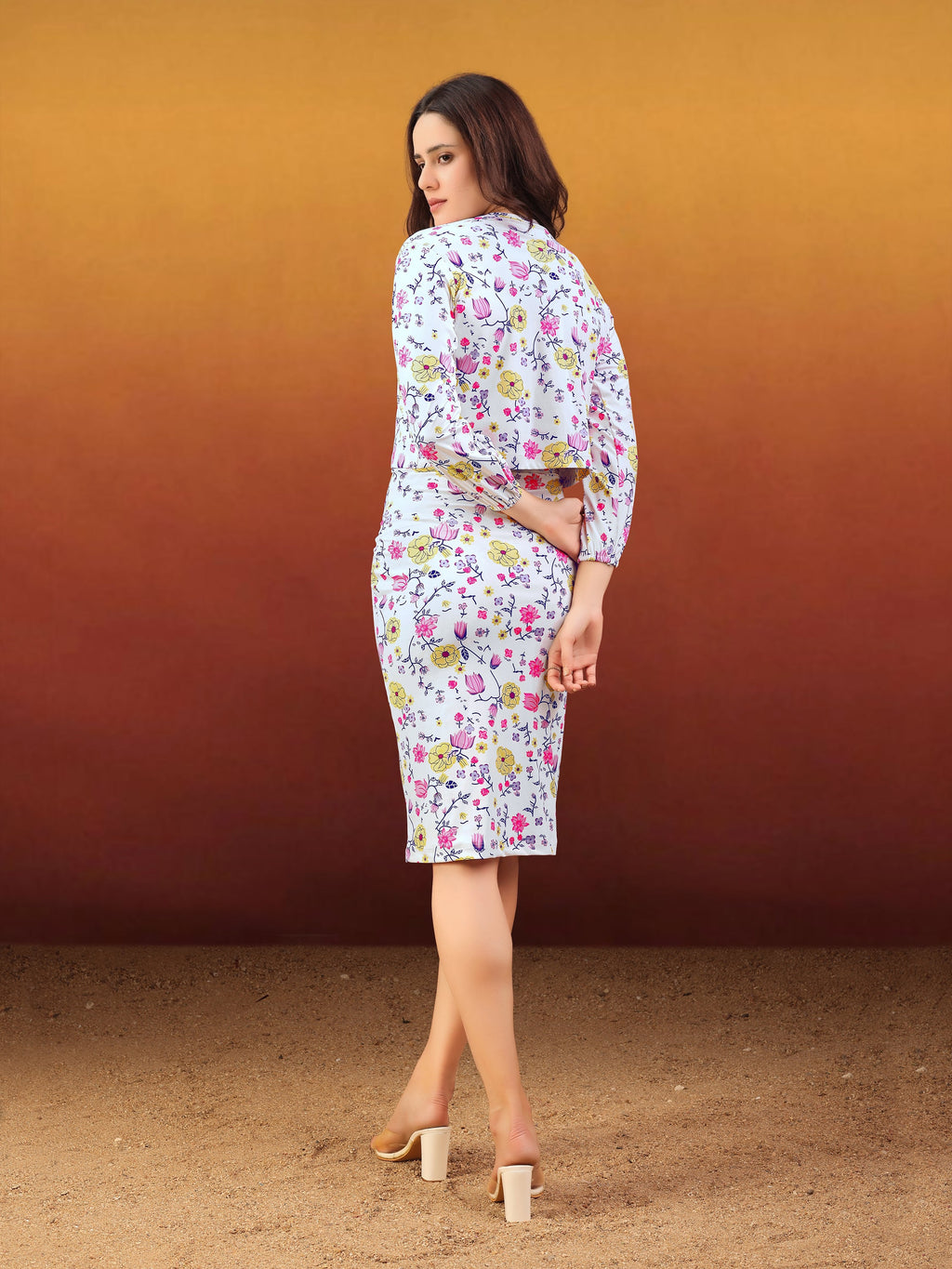 Women's Printed Round Neck Multi Co-Ords