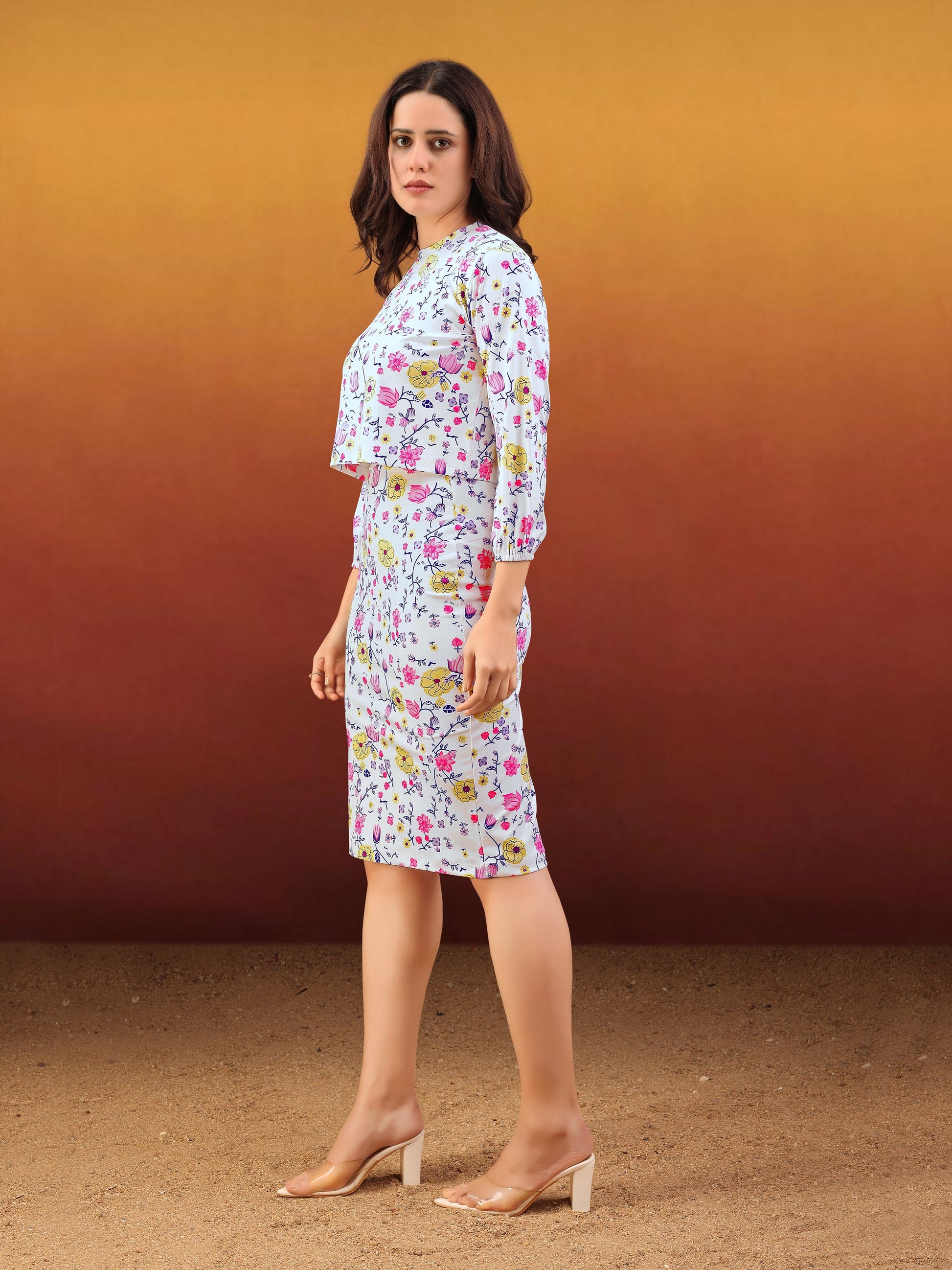 Women's Printed Round Neck Multi Co-Ords