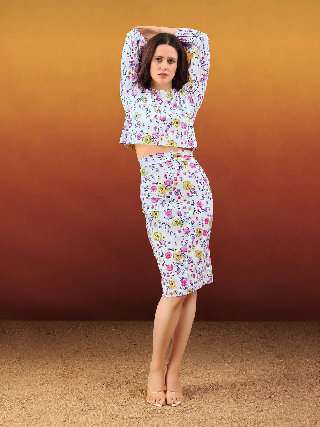 Women's Printed Round Neck Multi Co-Ords