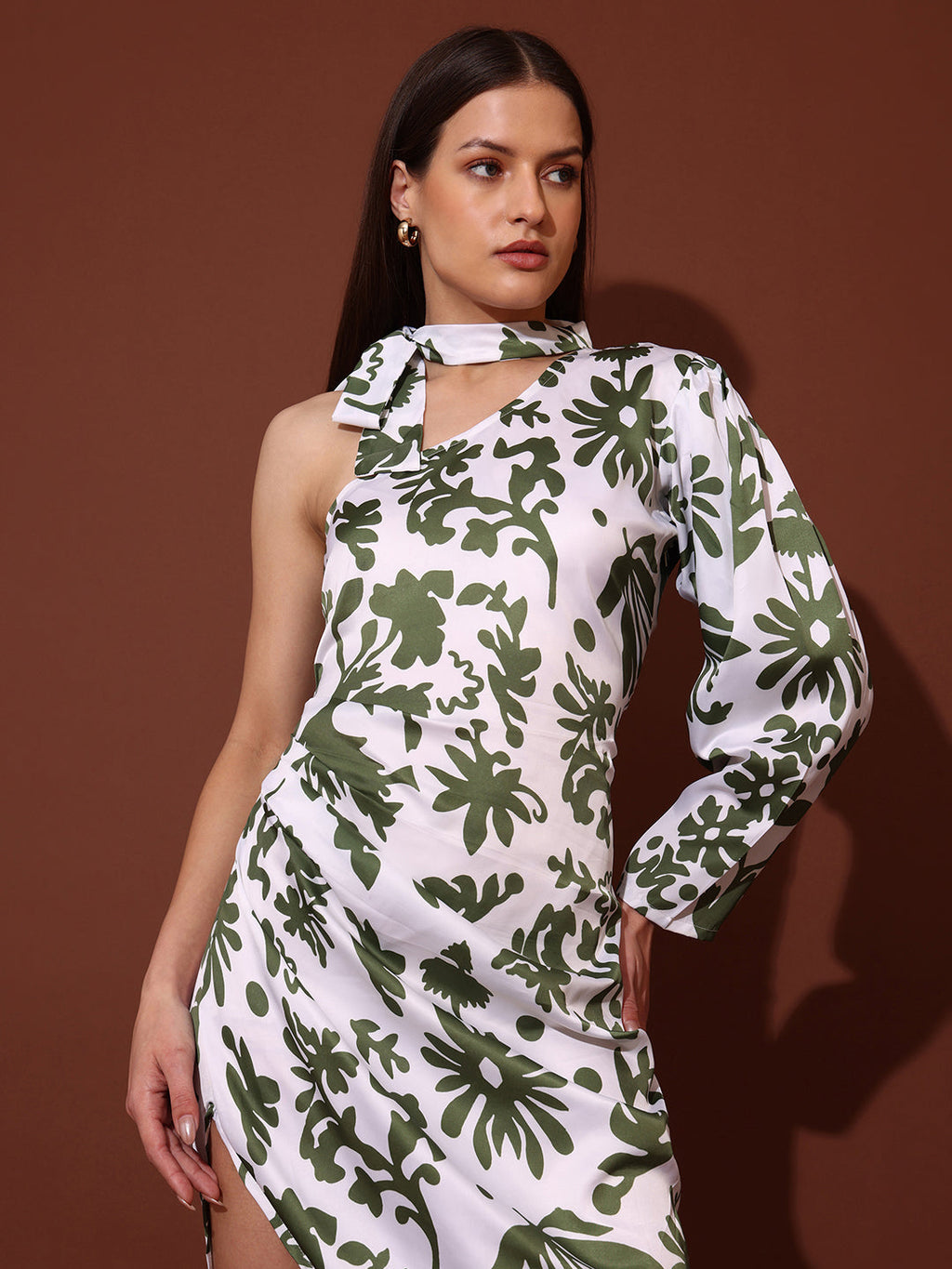 Shirt Collar Wrap Midi Dress