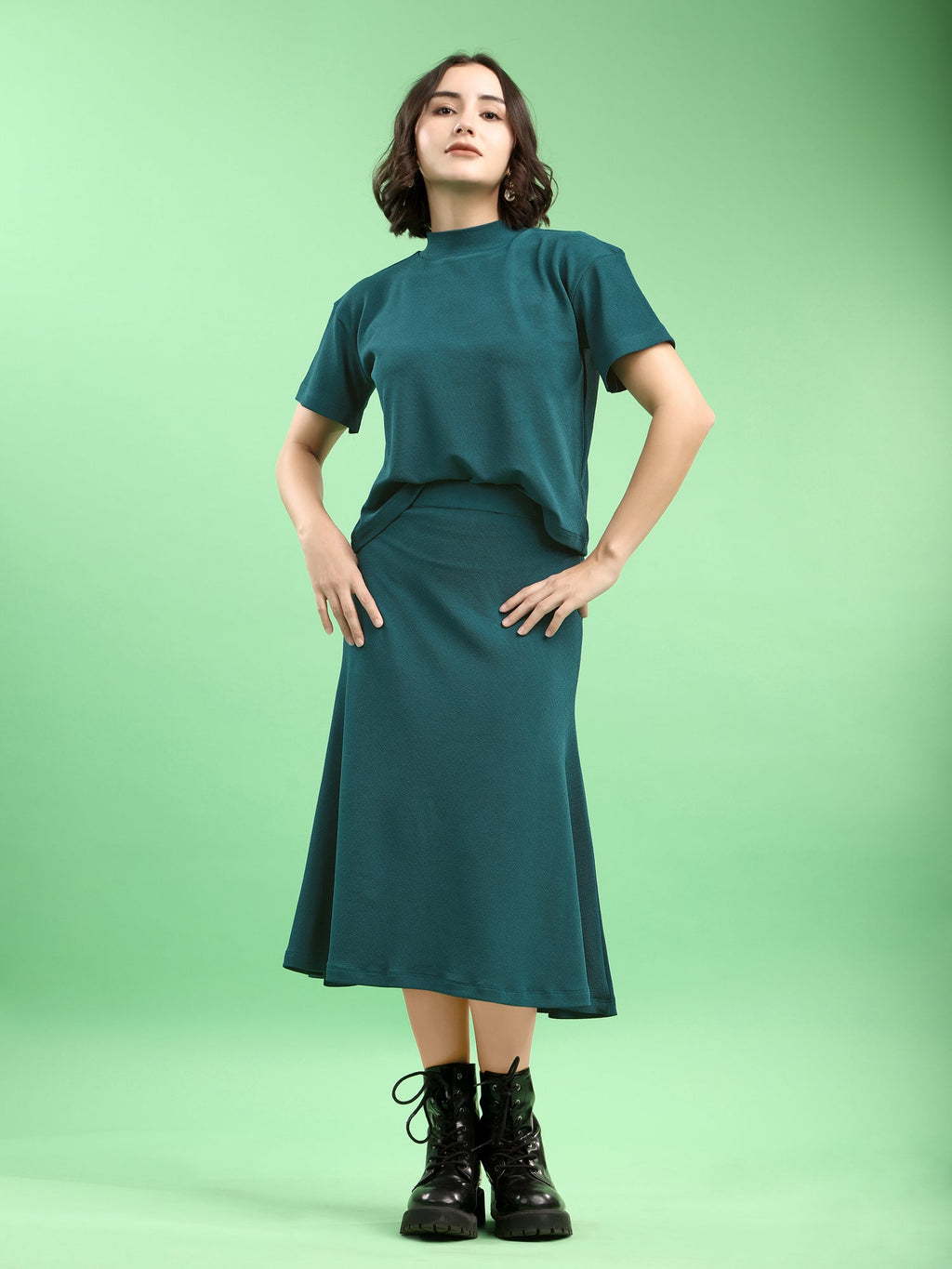 Lycra Blend Regular Solid Co-Ords