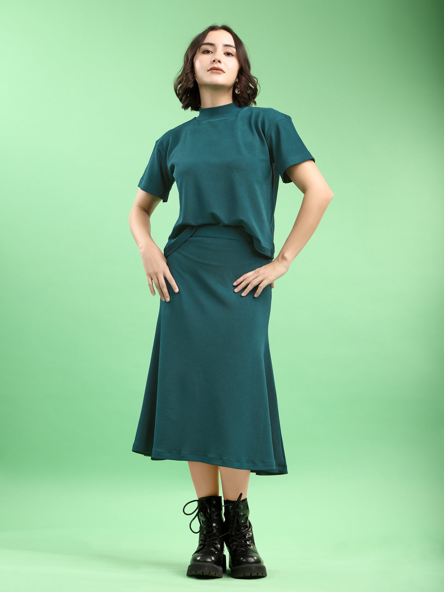Lycra Blend Regular Solid Co-Ords