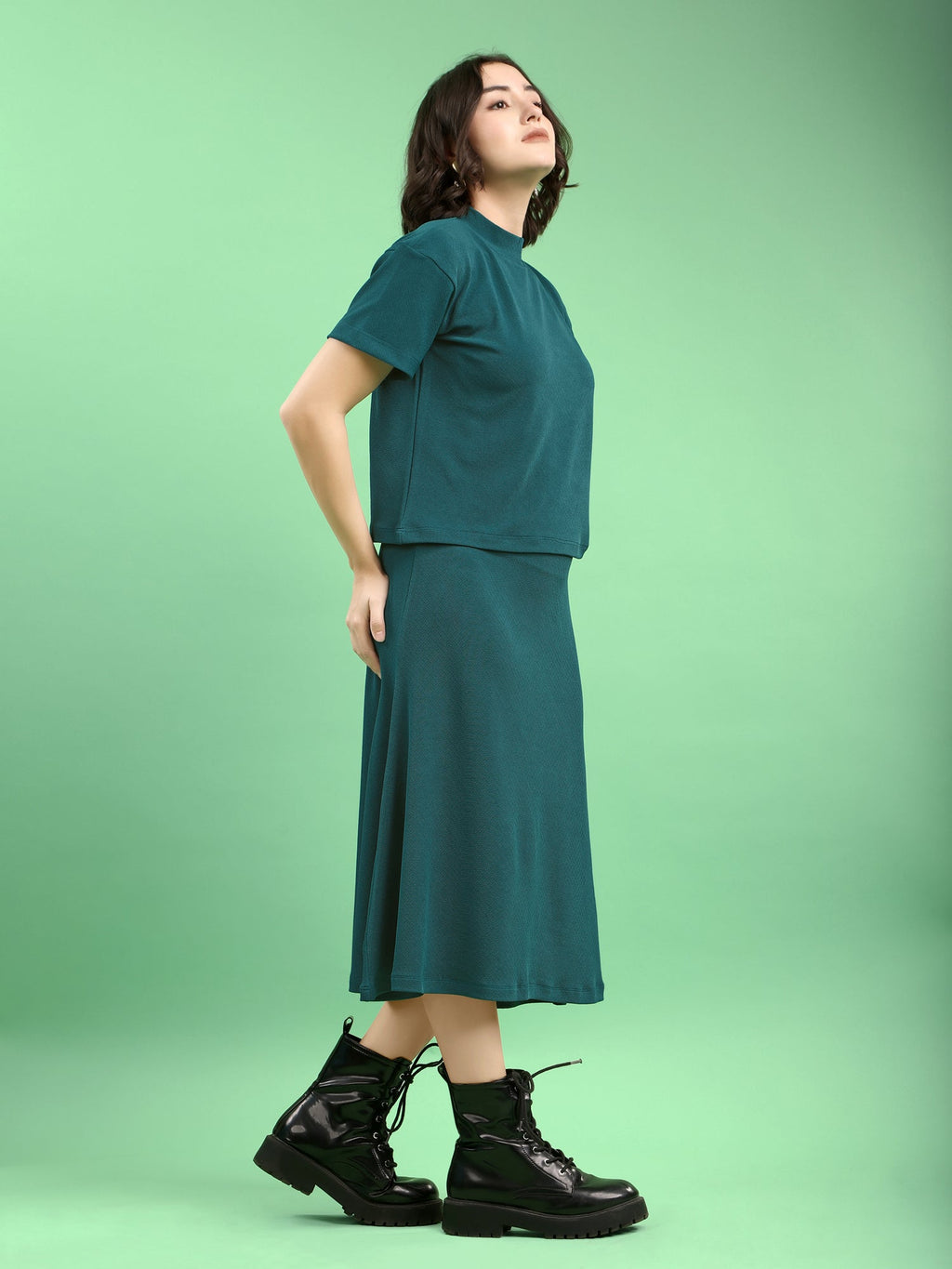 Lycra Blend Regular Solid Co-Ords