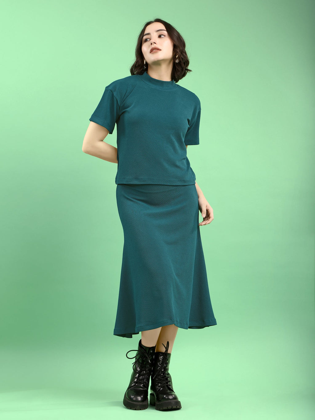Lycra Blend Regular Solid Co-Ords