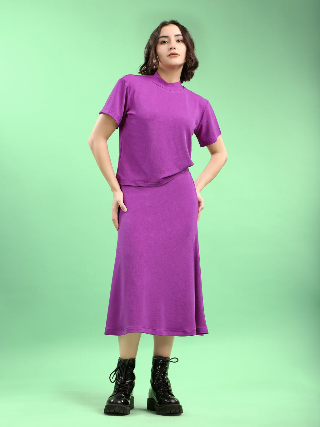 Lycra Blend Regular Solid Co-Ords