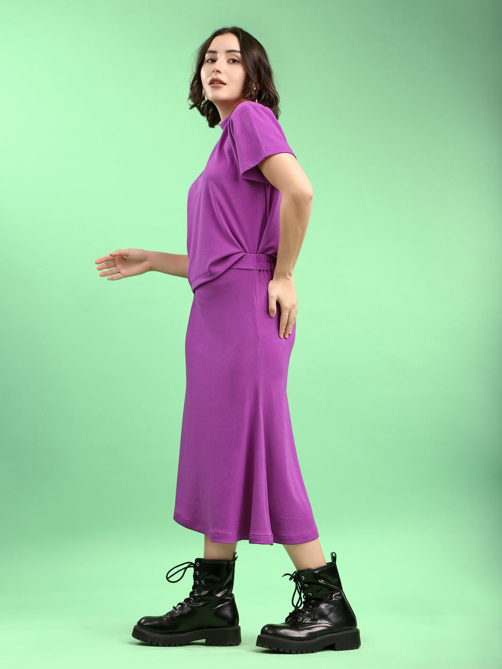 Lycra Blend Regular Solid Co-Ords