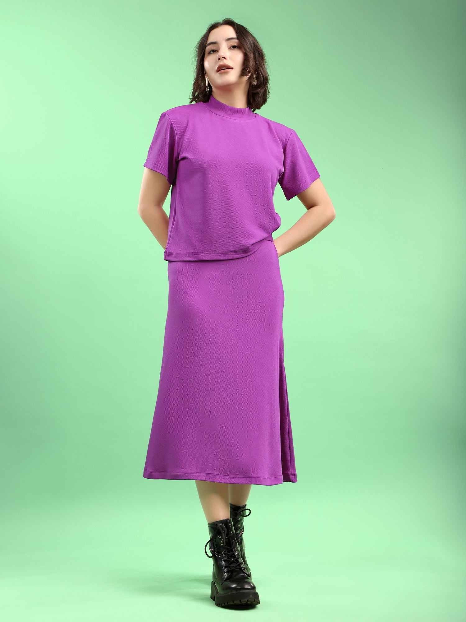 Lycra Blend Regular Solid Co-Ords