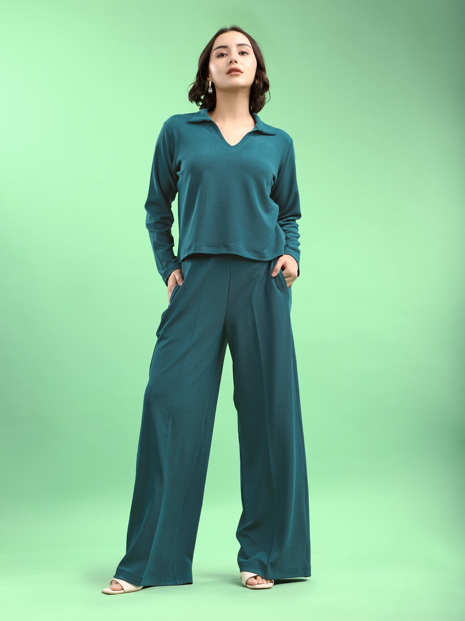 Lycra Blend Regular Solid Co-ords
