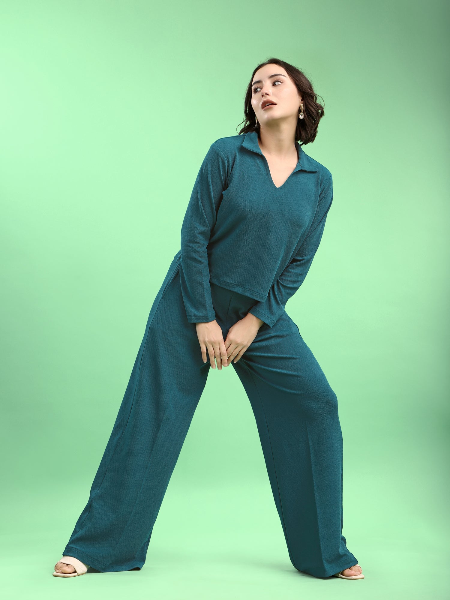 Lycra Blend Regular Solid Co-ords
