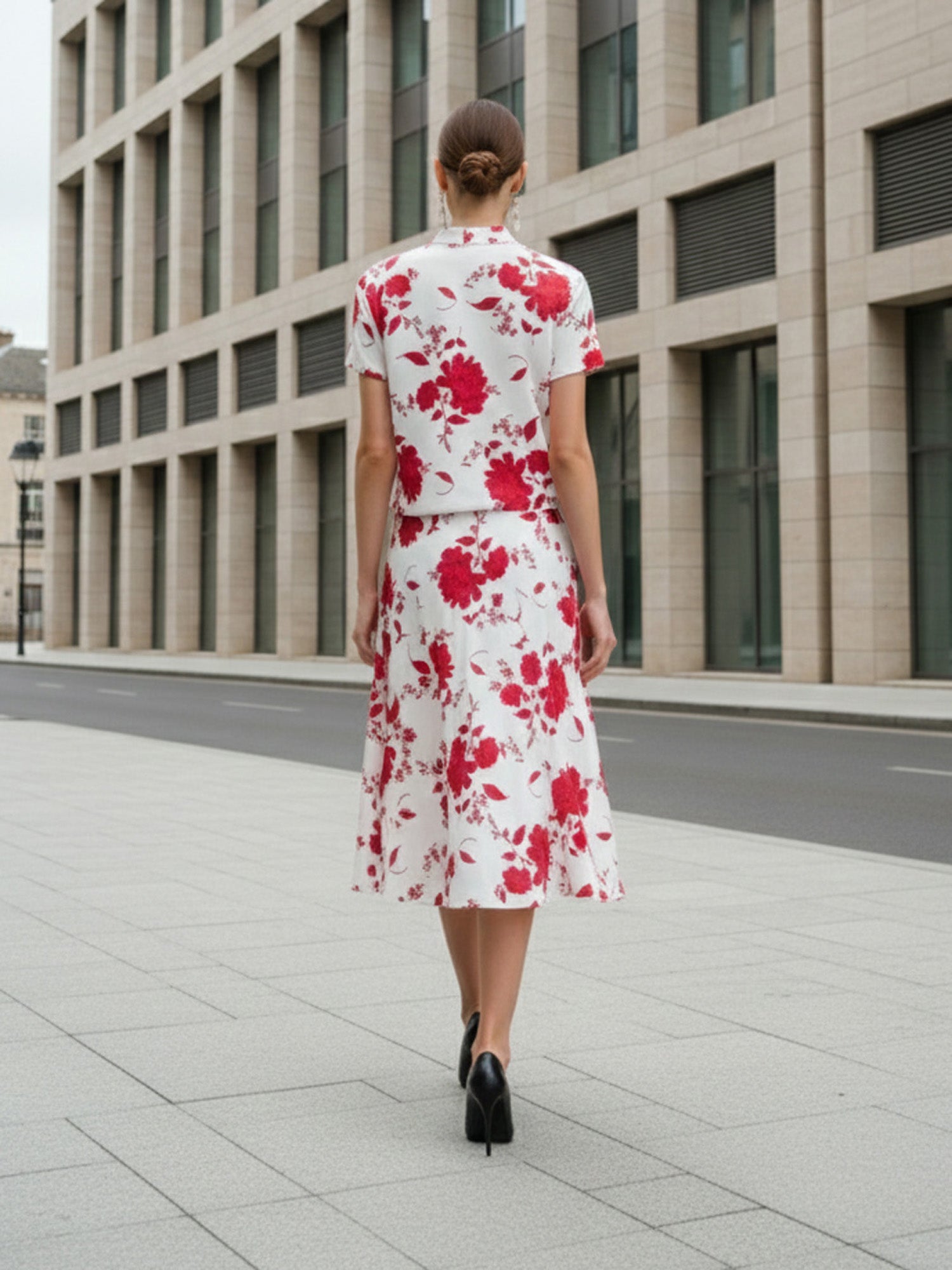 Women's Short Sleeve Top Skirt Printed Co Ords Set